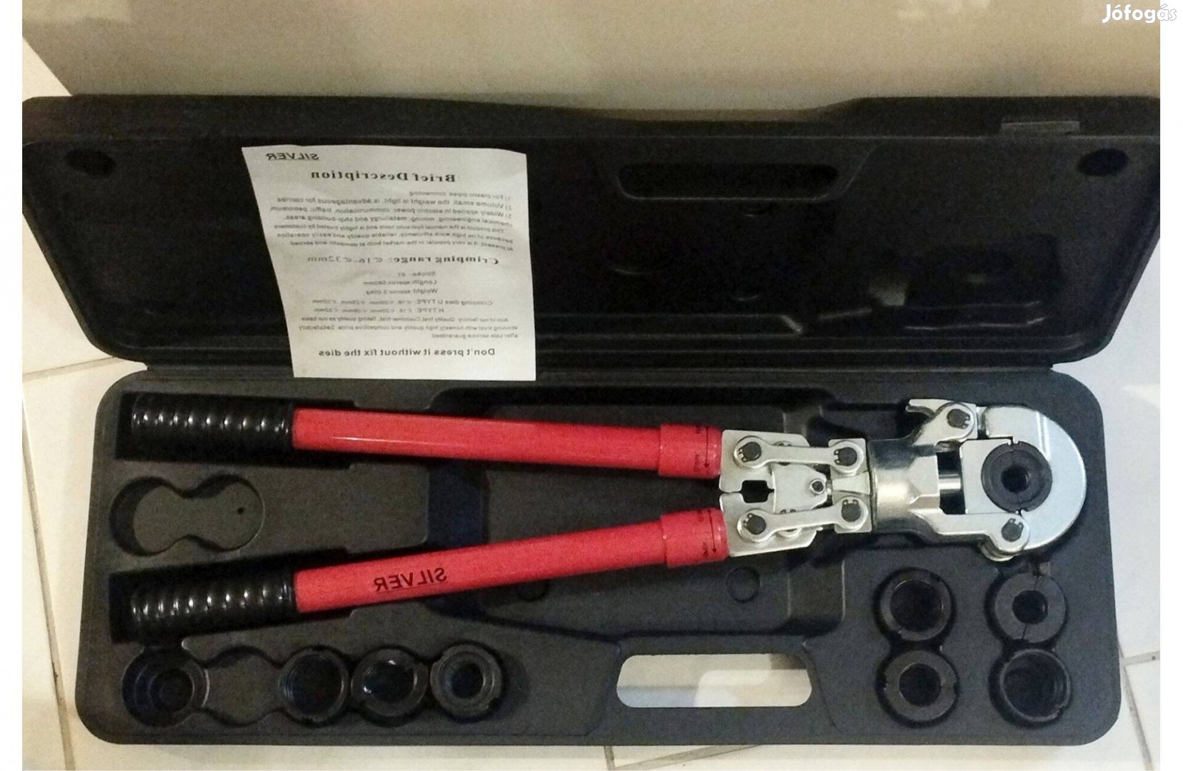 Silvertools csőroppantó kézi pressz csőprés 8 db U - TH fejjel !