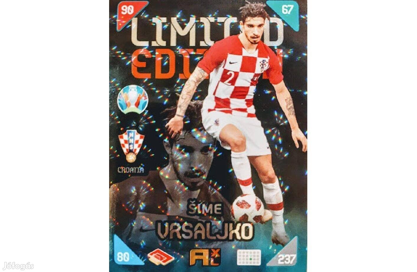 Sime Vrsaljko Horvátország Limited Edition focis kártya Kick Off 2021