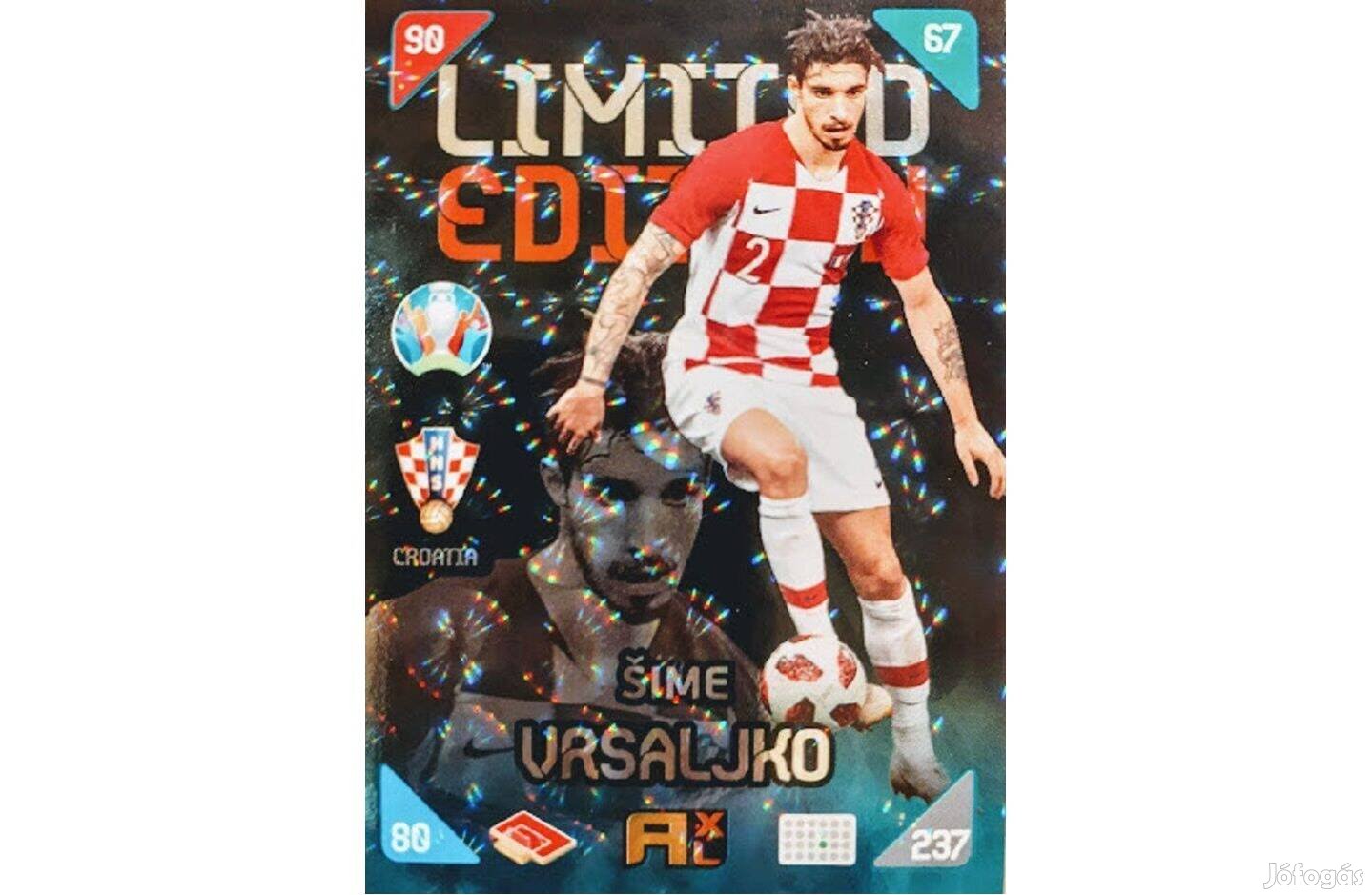 Sime Vrsaljko Horvátország Limited Edition focis kártya Kick Off 2021