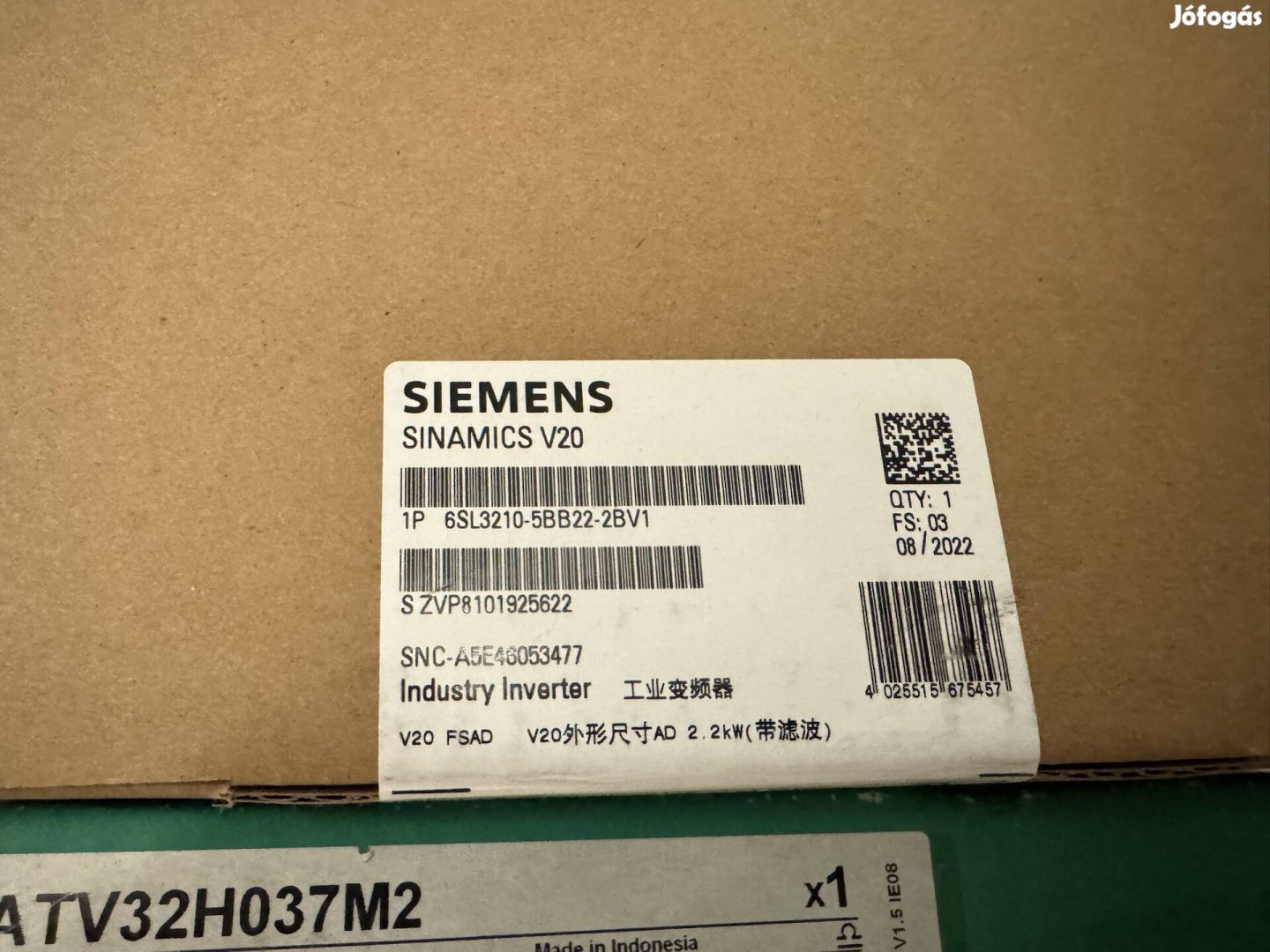Simens frekvenciaváltó Sinamics V20 1f 2,2KW