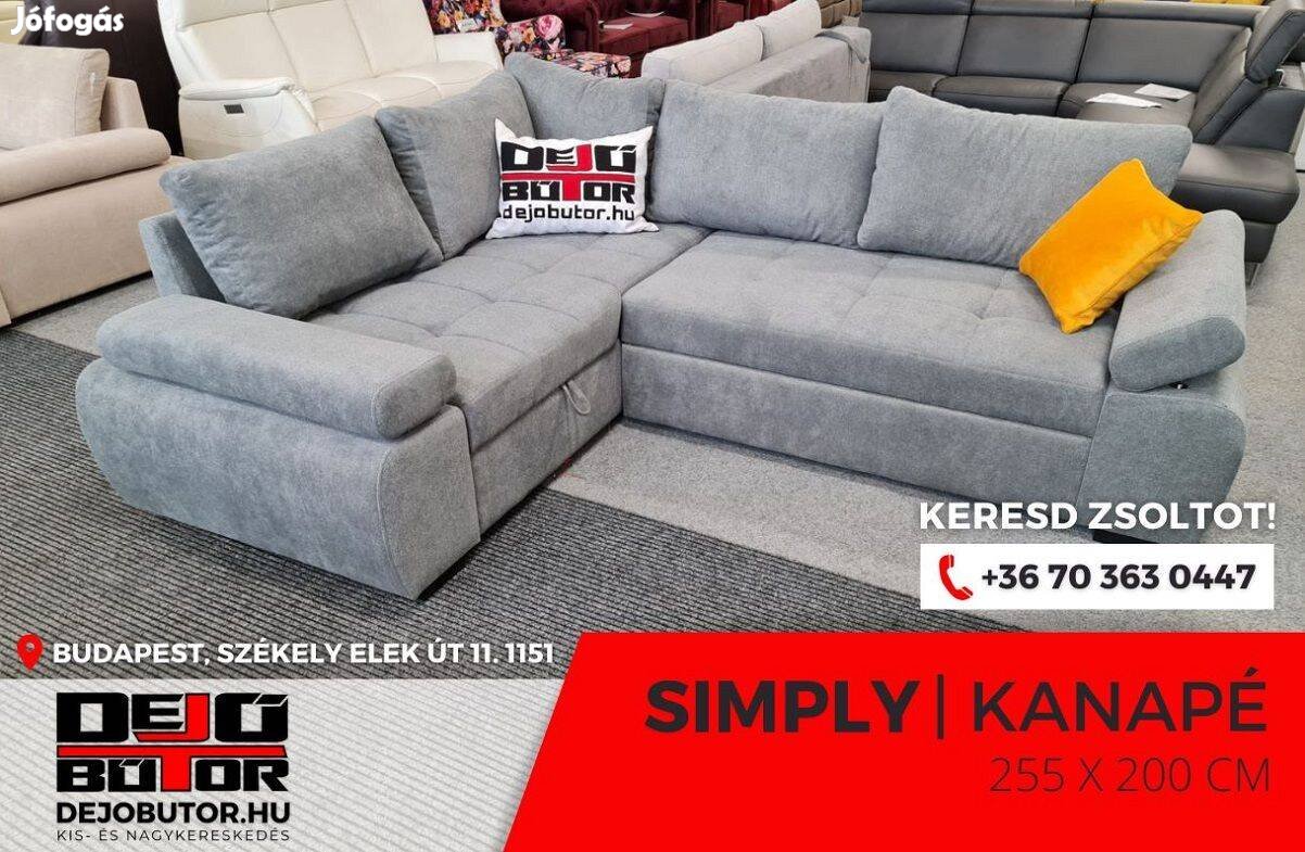 Simply L sarok kanapé ülőgarnitúra 255x200 cm ágyazható aston 15