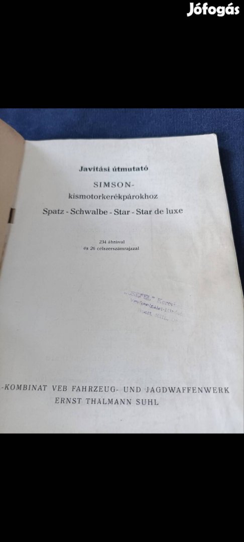 Simson Star,Schwalbe,Spatz javítási könyv