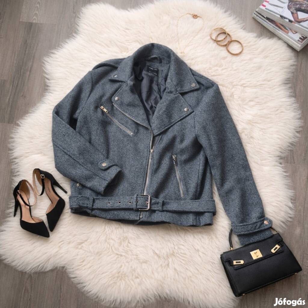 Sinsay szürke szövet biker dzseki