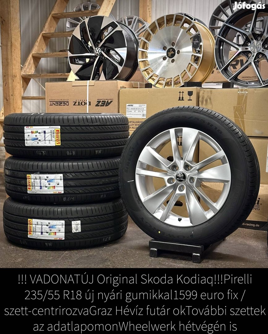 Sjoda Kodiaq gyári új 18 zoll alufelnik Új nyári gumikkal