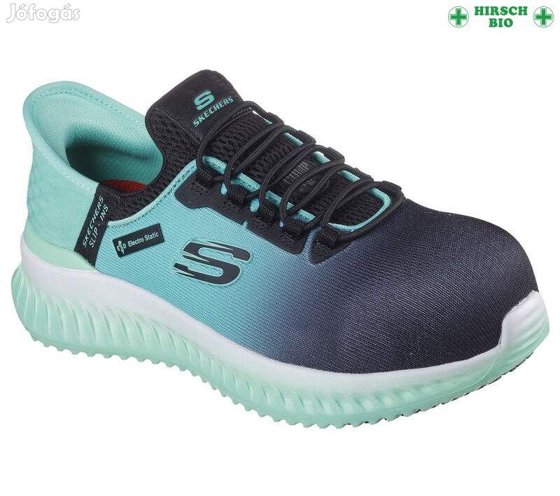 Skechers TILIDO - OMBRAY S1 PL SR ESD fekete/zöld női cipő,  munkacip