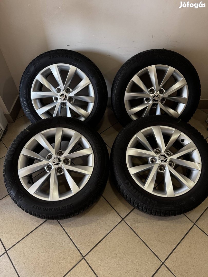 Skoda 16 alufelni felni Téli szett új gumikkal Octavia Superb vw 