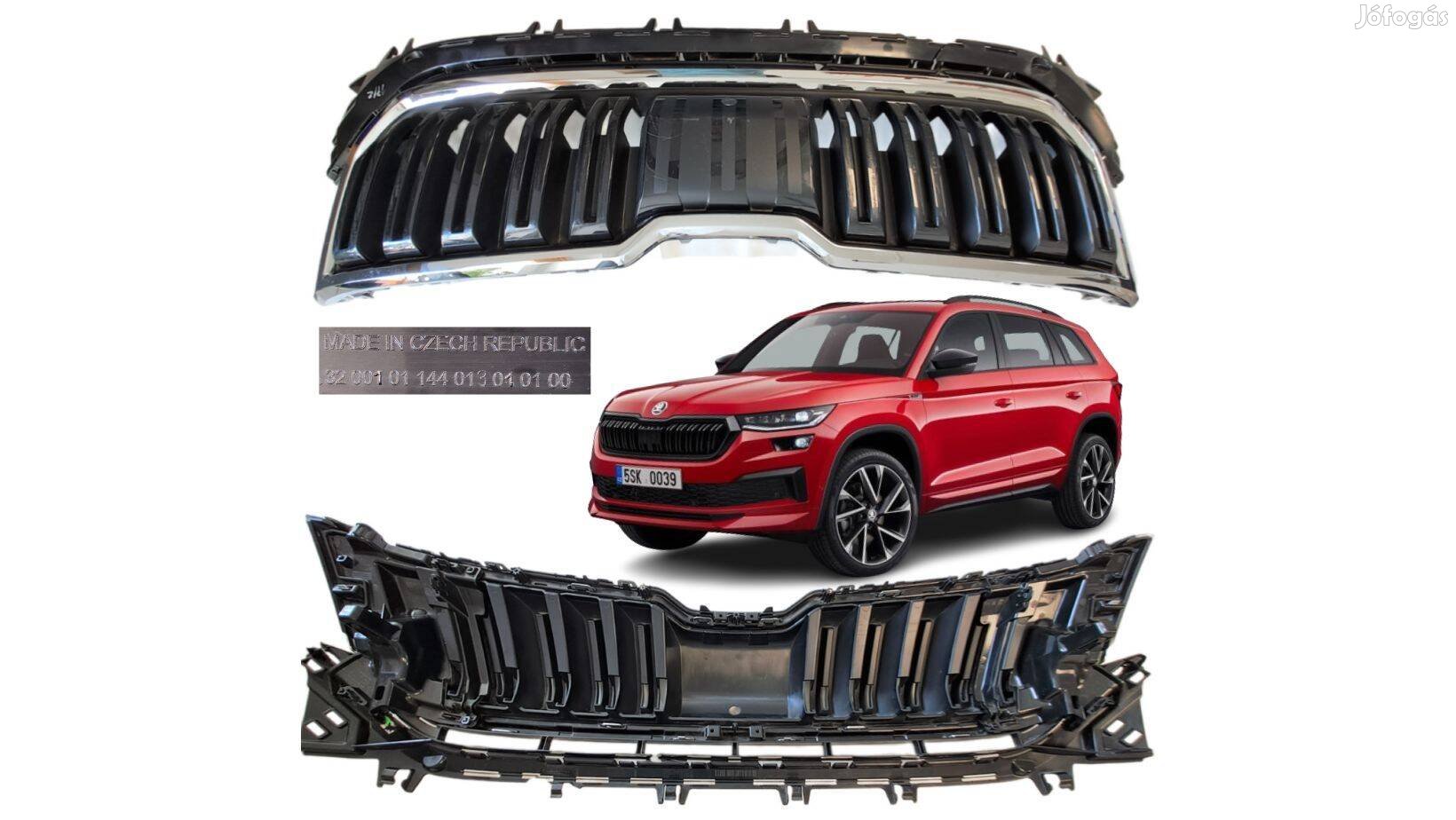 Skoda Kodiaq NS7 2016- hűtő díszrács, sérült, kis helyen repedt