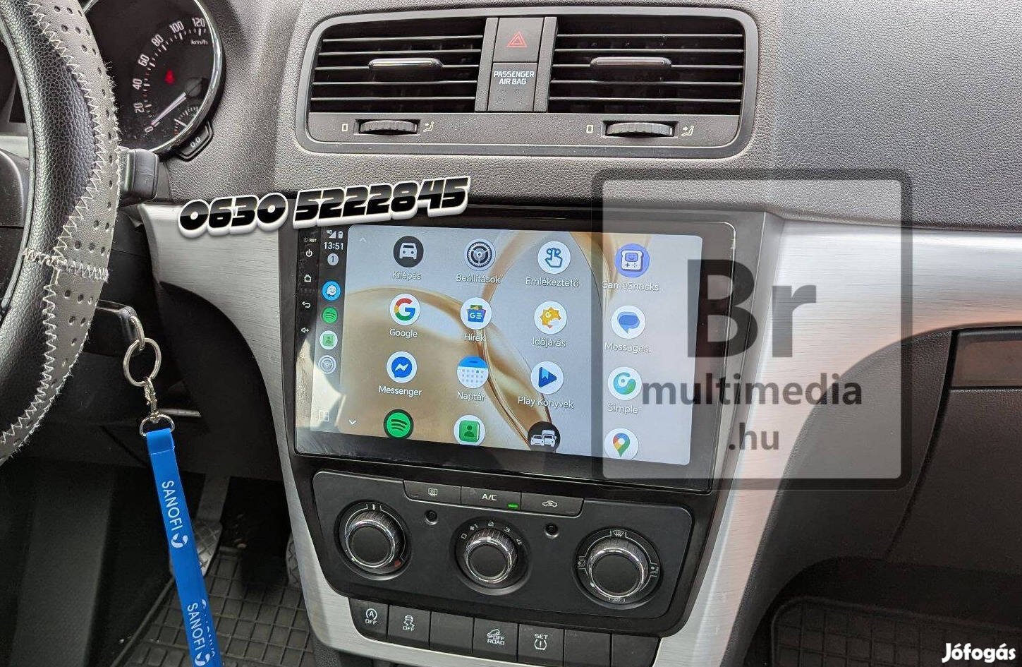 Skoda Yeti Roomster Hifi Multimédia Android Kijelző Rádió Navigáció