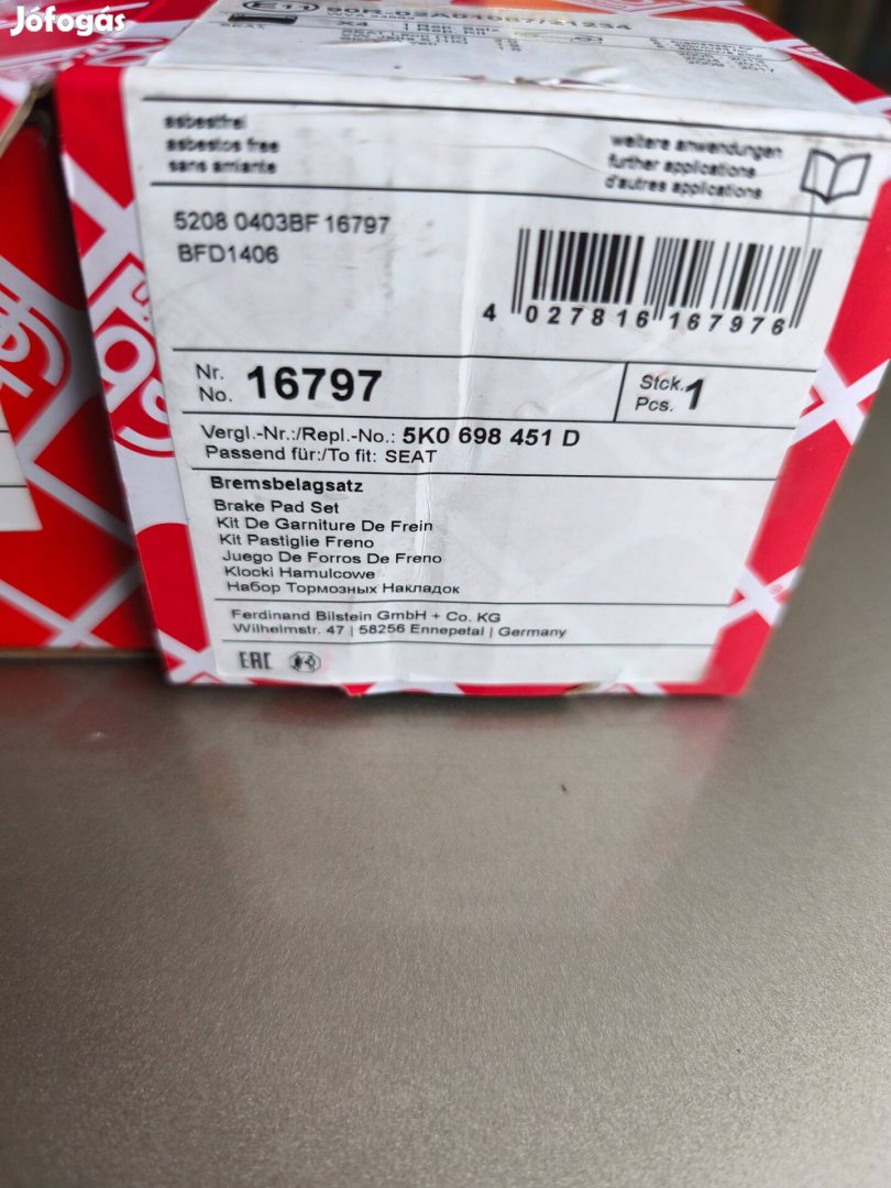 Skoda hátsó fékbetét Új eladó