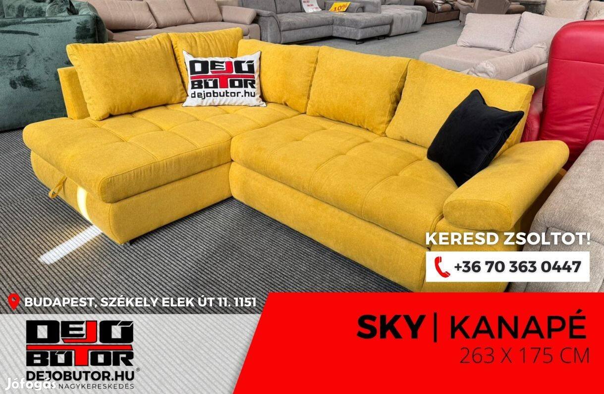 Sky L sárga rugós kanapé ülőgarnitúra sarok 265x175 cm