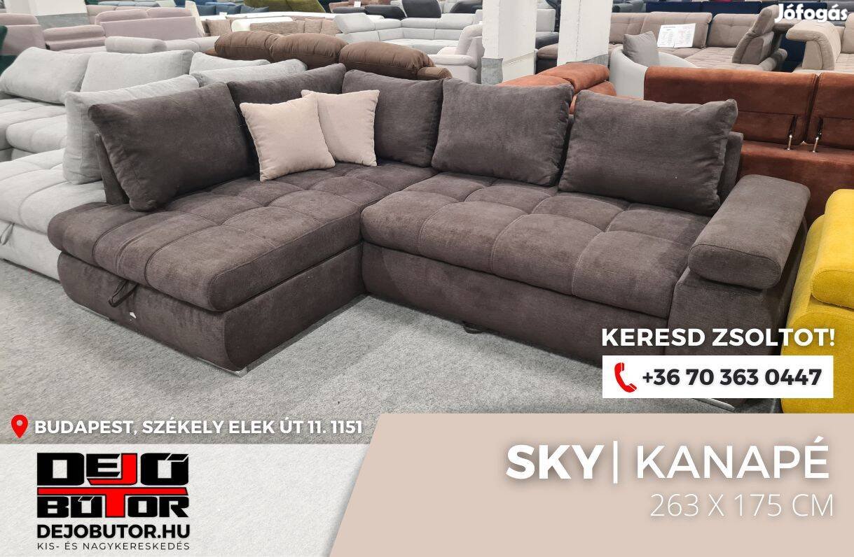 Sky aston barna kanapé ülőgarnitúra 263x175 cm ágyazható sarok