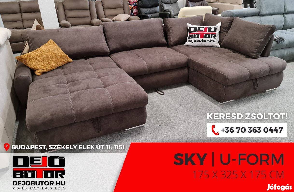 Sky barna rugós ualak kanapé ülőgarnitúra 175x325x175 cm ágyazható
