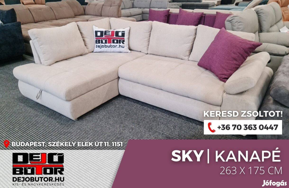 Sky rugós fehér sarok kanapé ülőgarnitúra 175x265 cm
