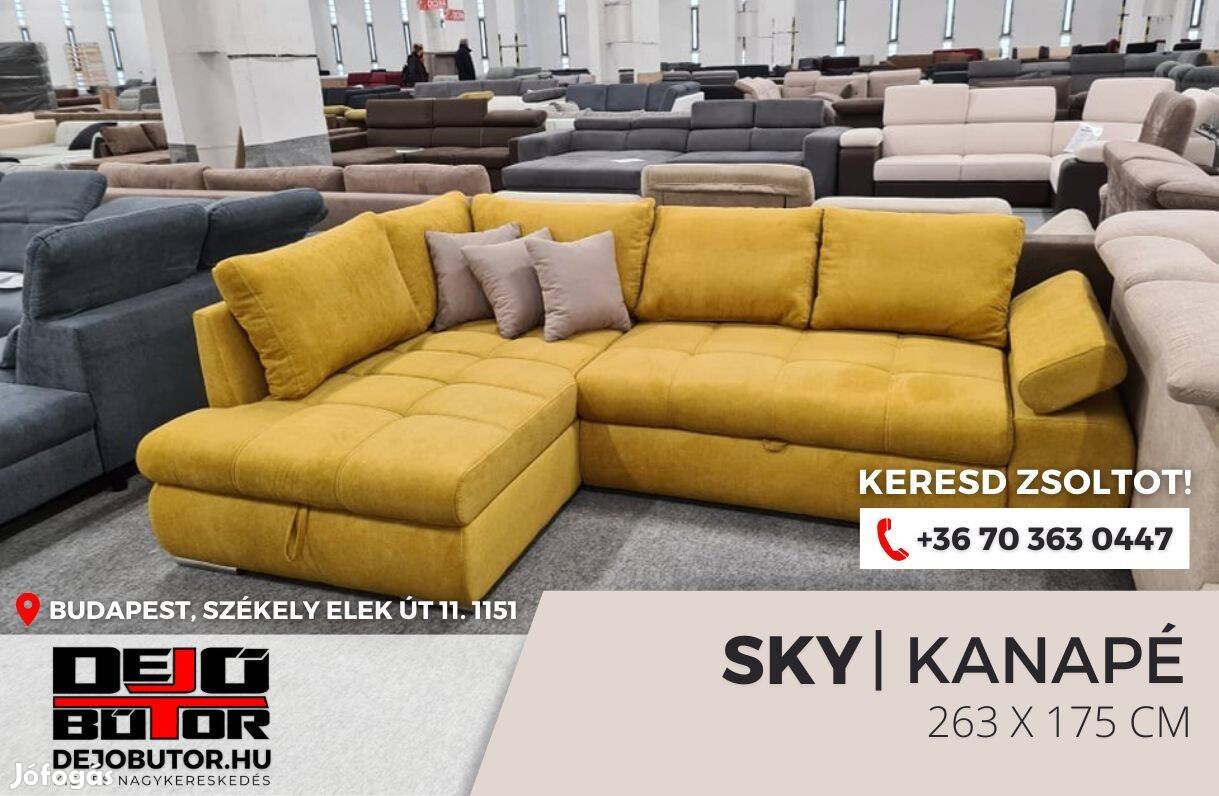 Sky rugós relax ualak kanapé ülőgarnitúra 263x175 cm sárga sarok