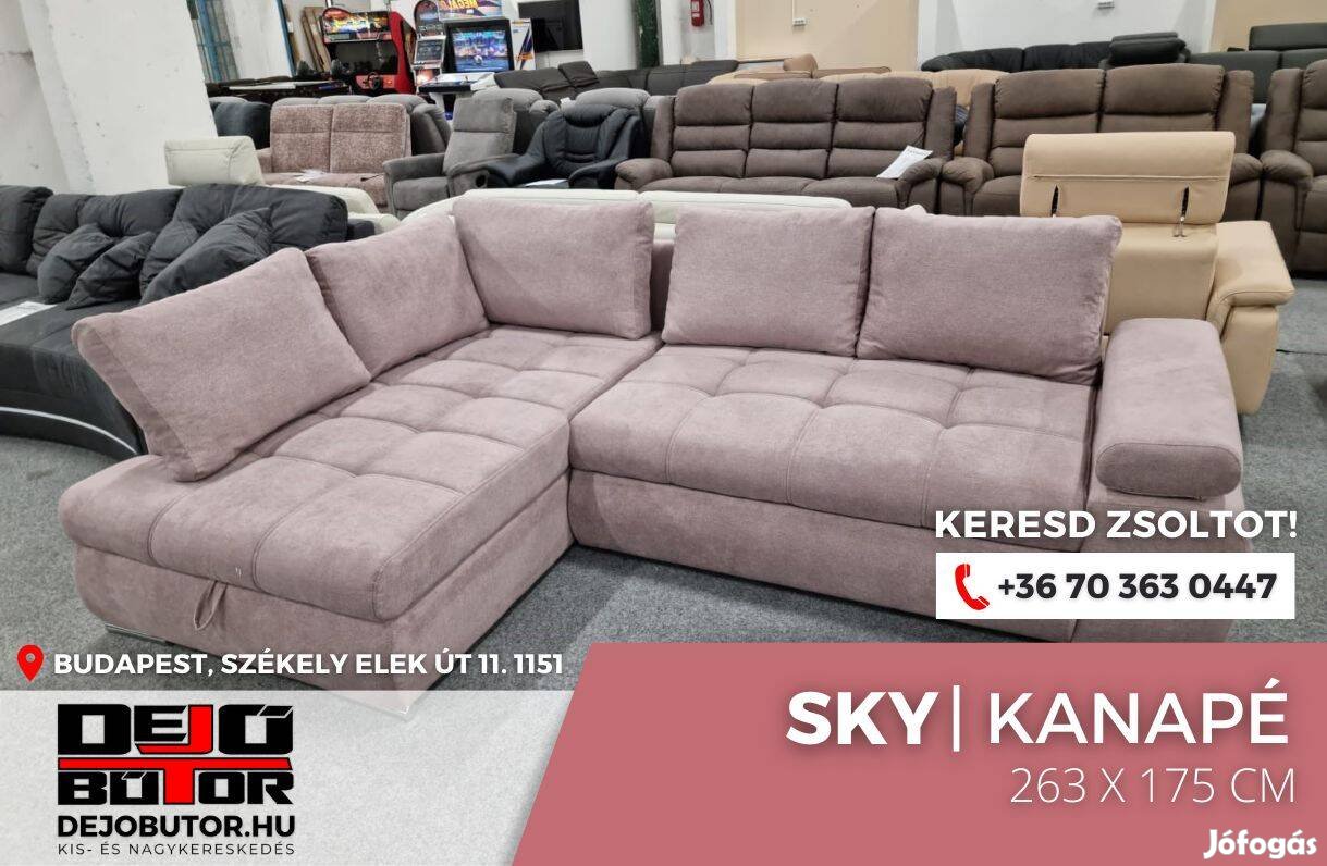 Sky rugós rózsaszín sarok kanapé ülőgarnitúra 175x265 cm