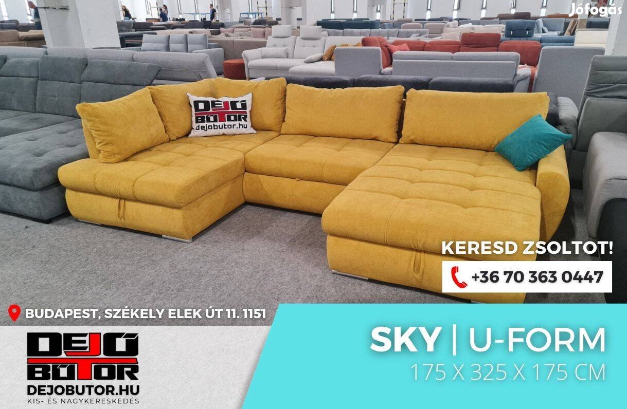 Sky sárga rugós sarok kanapé ülőgarnitúra 175x325x175 cm ualak