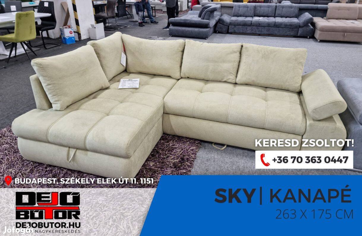 Sky sarok kanapé ülőgarnitúra 263x175 cm rugós ágyazható