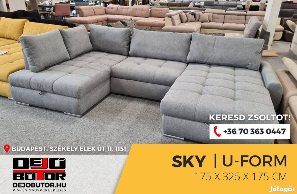 Sky sarok kanapé ülőgarnitúra gray 175x325x175 cm ágyazható ualak