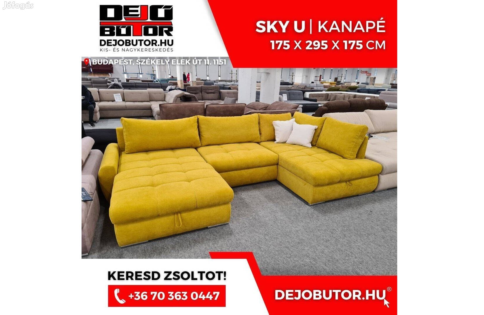 Sky sarok kanapé ülőgarnitúra sárga 175x325x175 cm ágyazható ualak