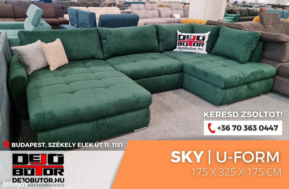 Sky sarok prémium kanapé ülőgarnitúra 175x325x175 cm ualak zöld