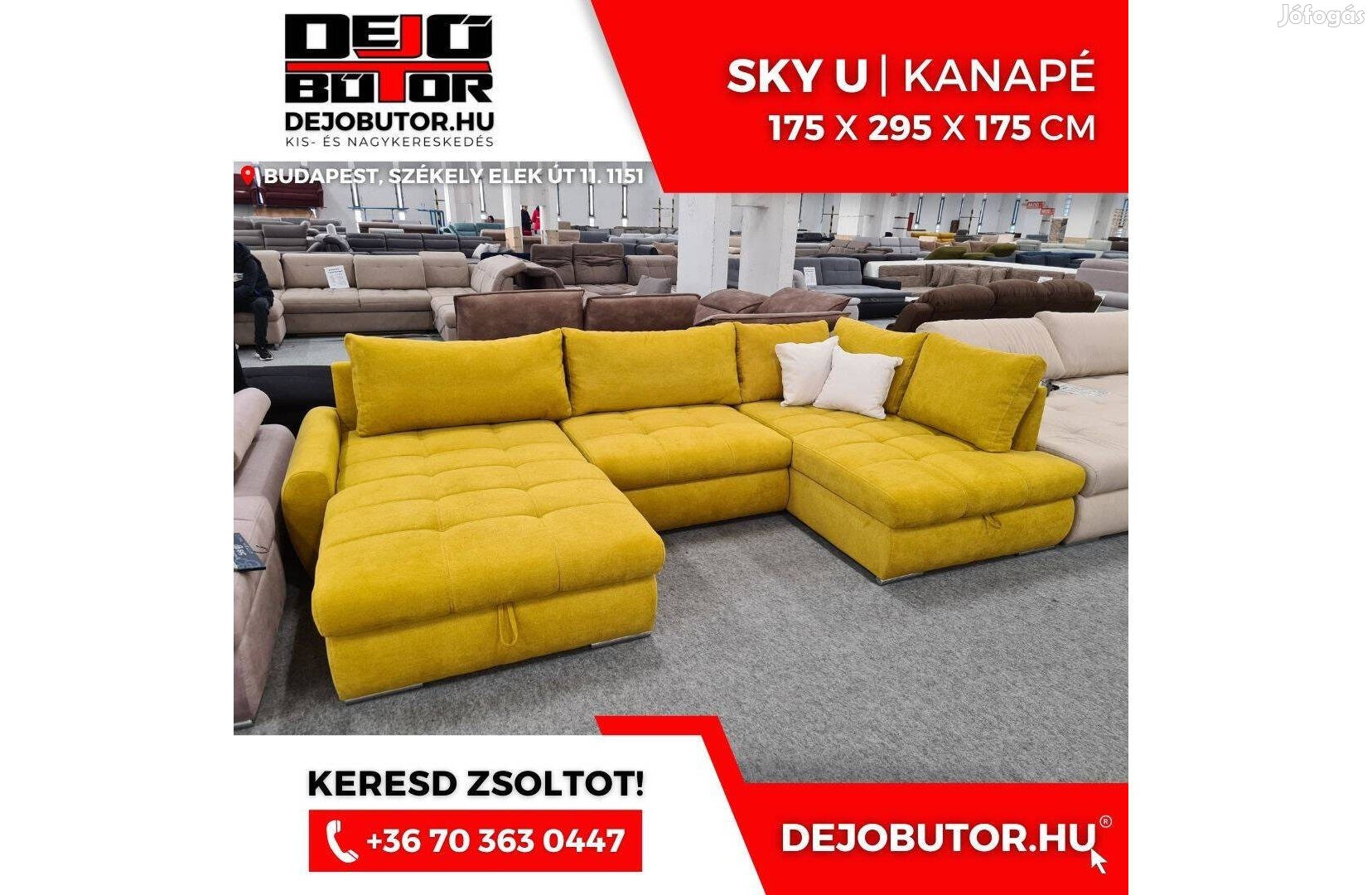 Sky sarok sárga kanapé rugós ülőgarnitúra 175x325x175 cm ualak