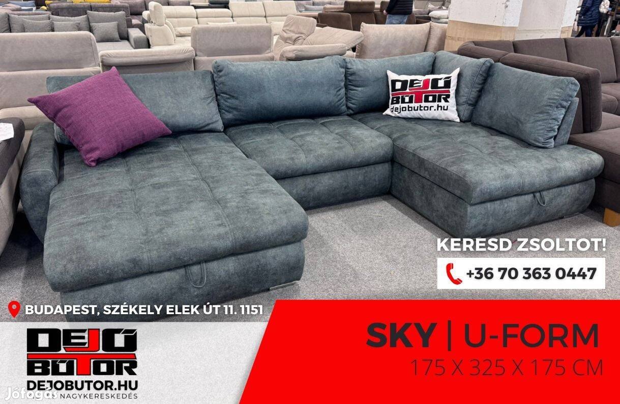 Sky sarok ualak kanapé ülőgarnitúra 175x325x175 cm ágyazható kék