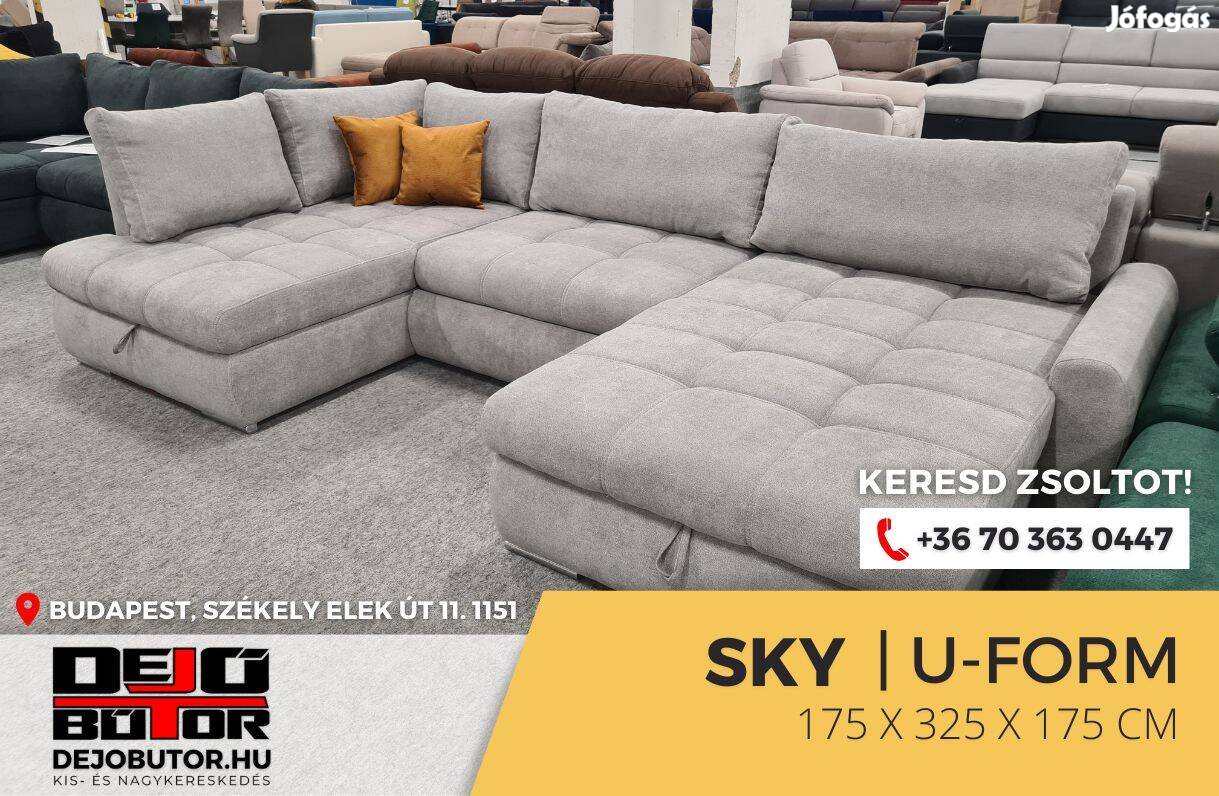 Sky ualak kanapé 175x325x175 cm ágyazható ülőgarnitúra szürke