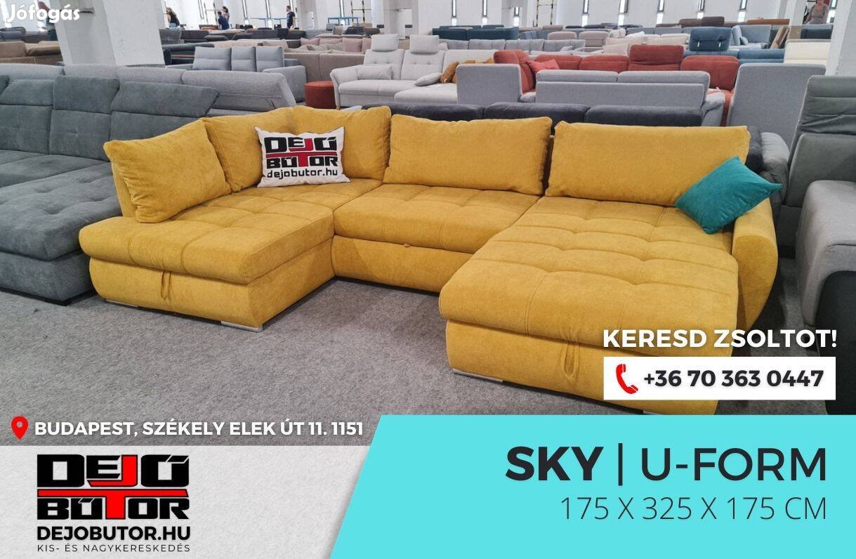 Sky ualak sárga kanapé sarok ülőgarnitúra 175x325x175 cm ágyazható