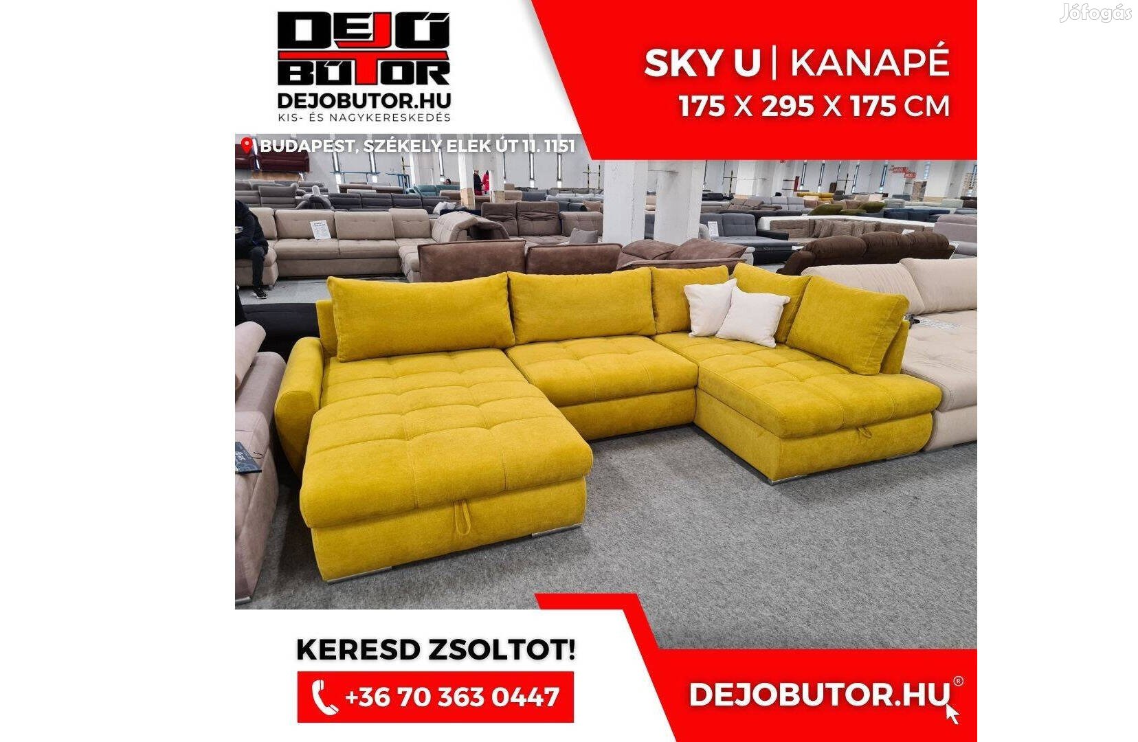 Sky ualak sárga sarok prémium kanapé ülőgarnitúra 175x325x175 cm