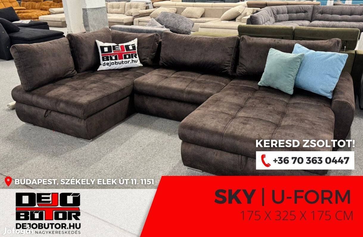 Sky ualak sarok kanapé rugós ülőgarnitúra 175x325x175 cm bronz szín