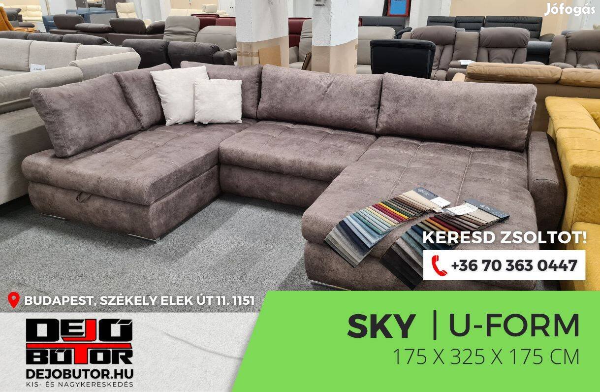 Sky ualak sarok kanapé rugós ülőgarnitúra 175x325x175 cm drapp