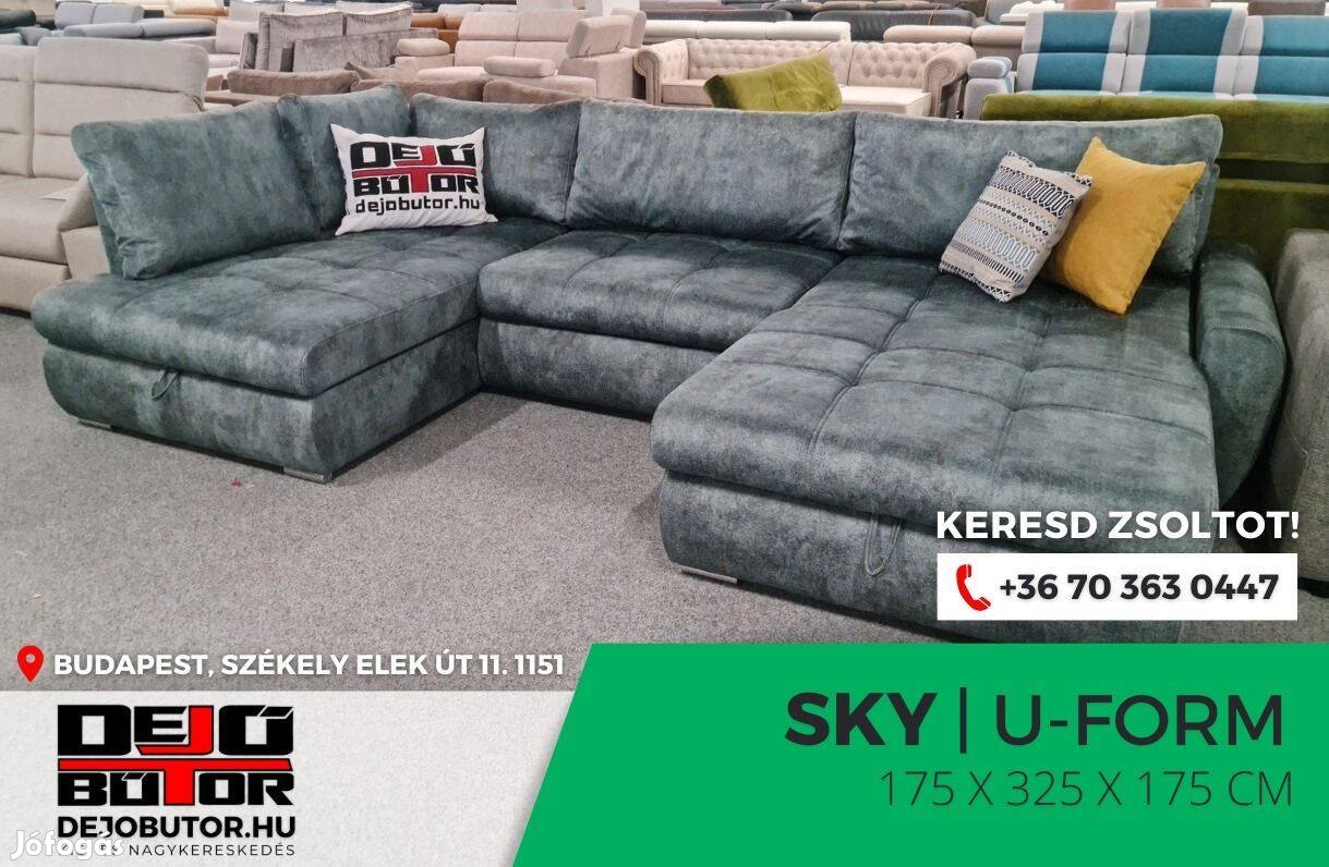 Sky ualak sarok kanapé rugós ülőgarnitúra 175x325x175 cm kék