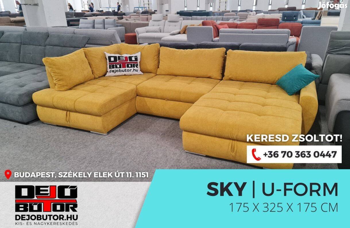 Sky ualak sarok kanapé rugós ülőgarnitúra 175x325x175 cm sárga selyem