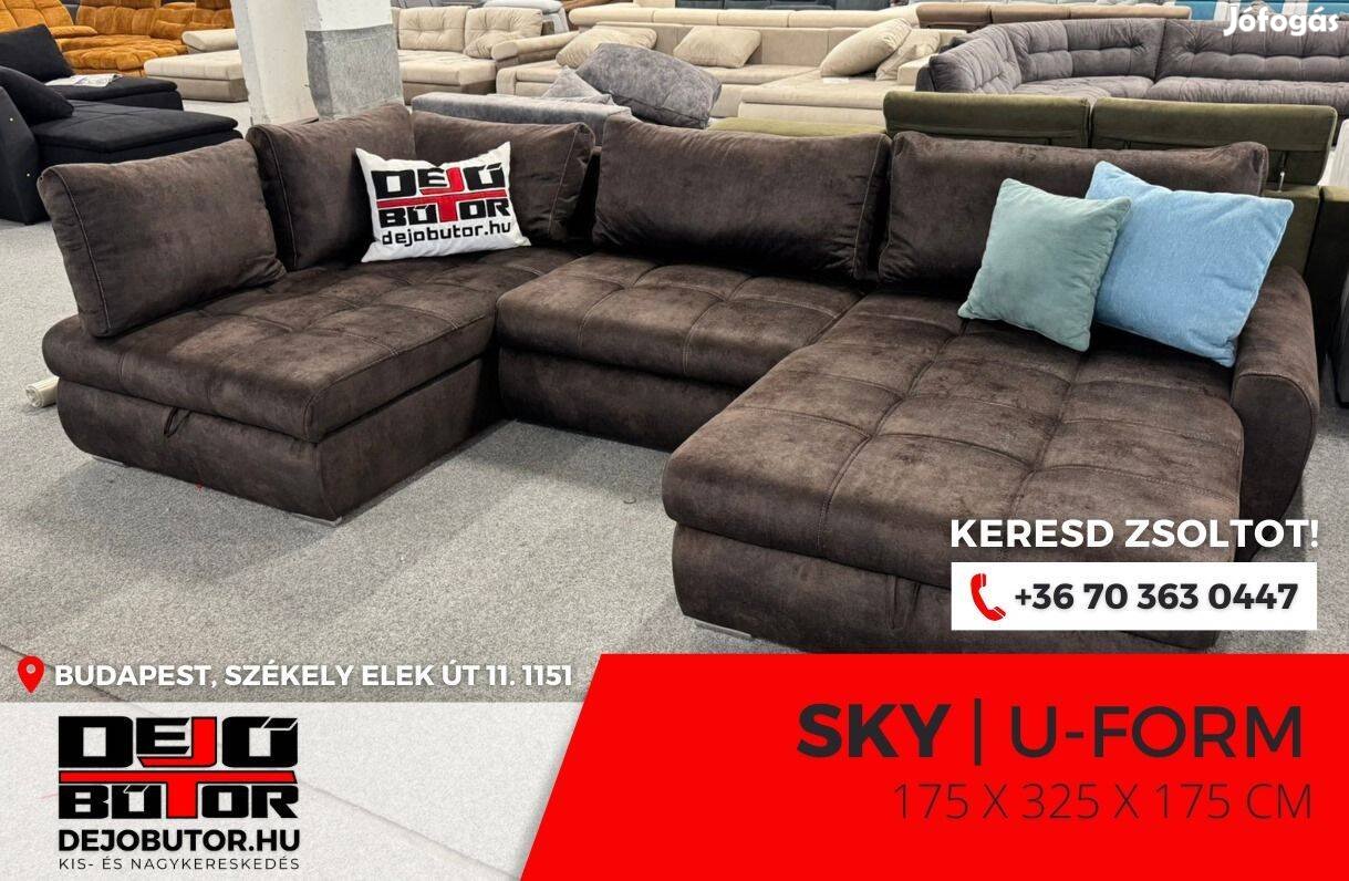 Sky ualak sarok kanapé ülőgarnitúra 175x325x175 cm bronz ágyazható