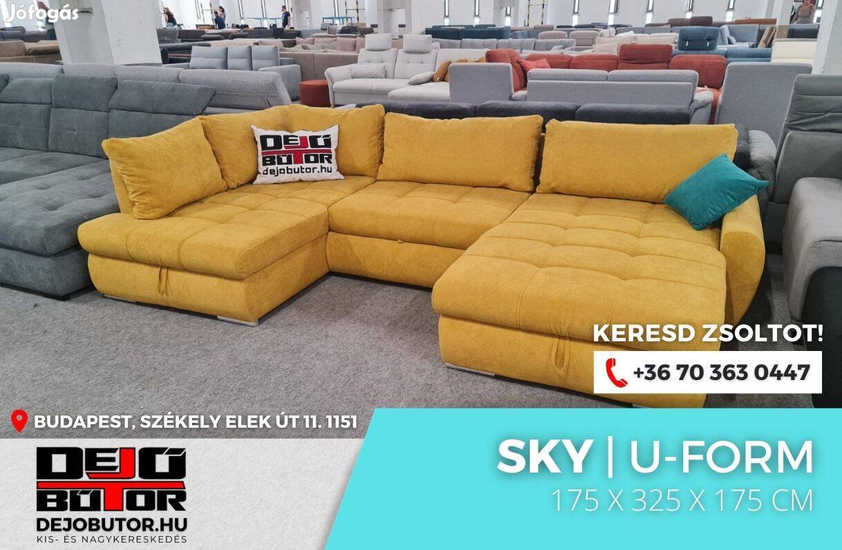 Sky ualak sarok kanapé ülőgarnitúra 175x325x175 cm rugós aston 8 sárga