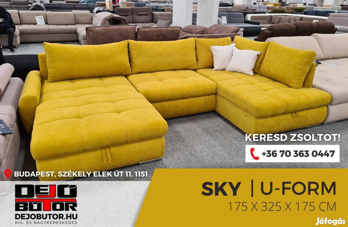 Sky ualak yellow sarok prémium kanapé ülőgarnitúra 175x325x175 cm