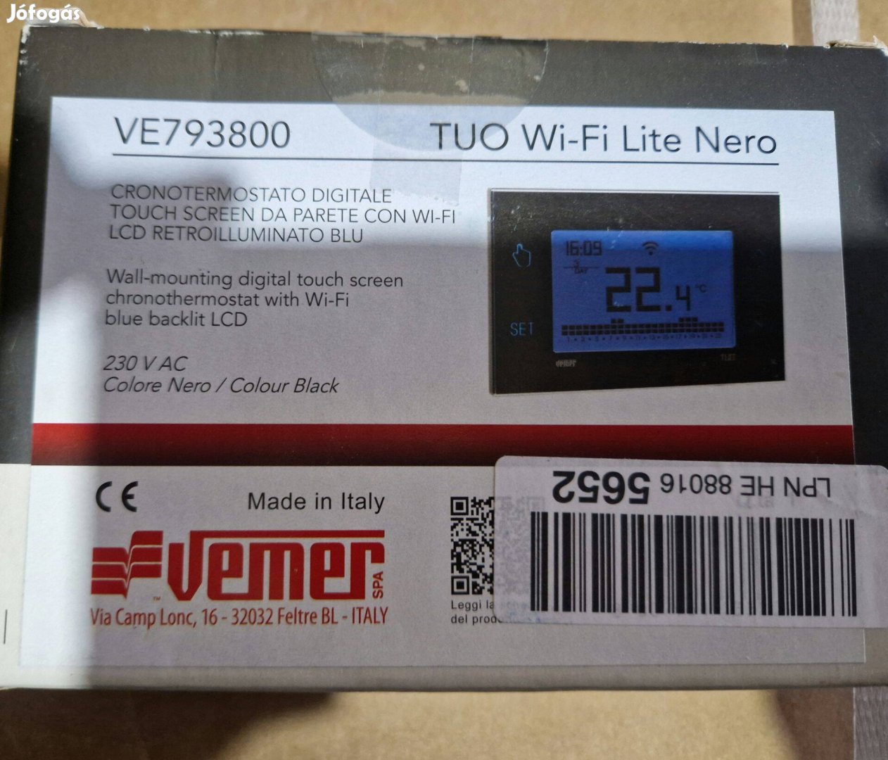 Smart WiFi szobatermosztát, digitális programozható LCD kijelzővel