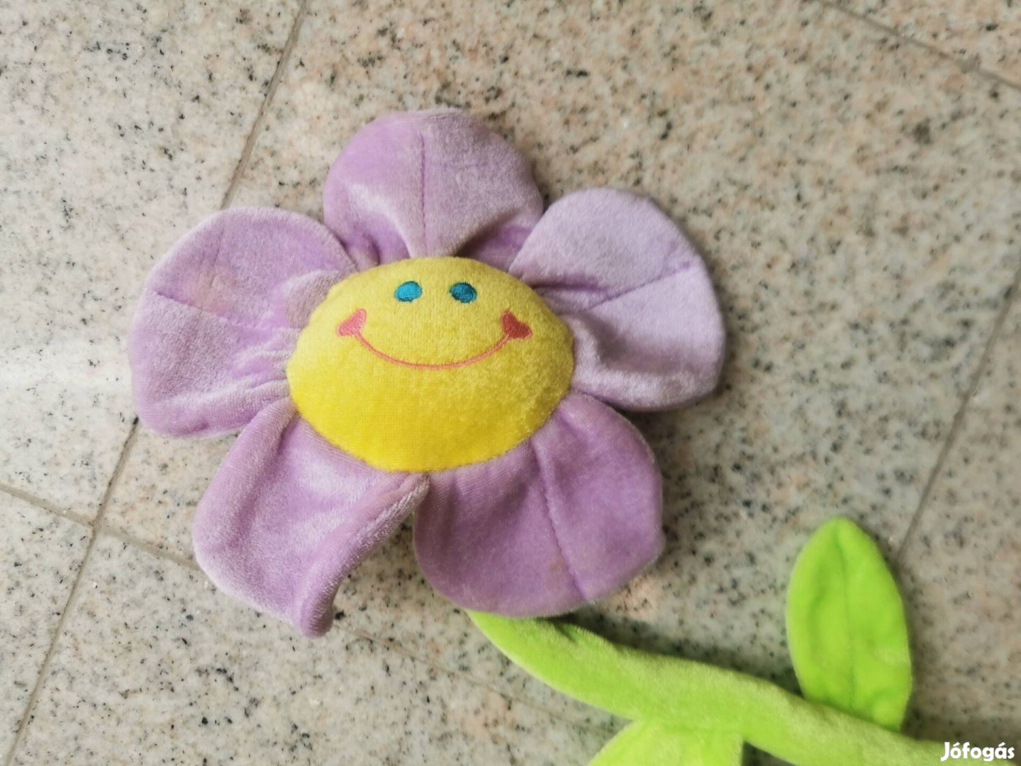 Smile, mosolygós halványlila plüss virág, 60 cm, új