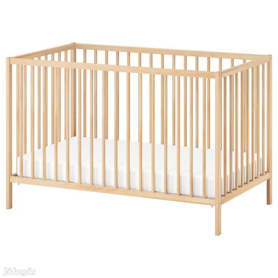 Sniglar Rácsos ágy, bükk, 60x120 cm Ikea Krummelur Habszivacs matrac