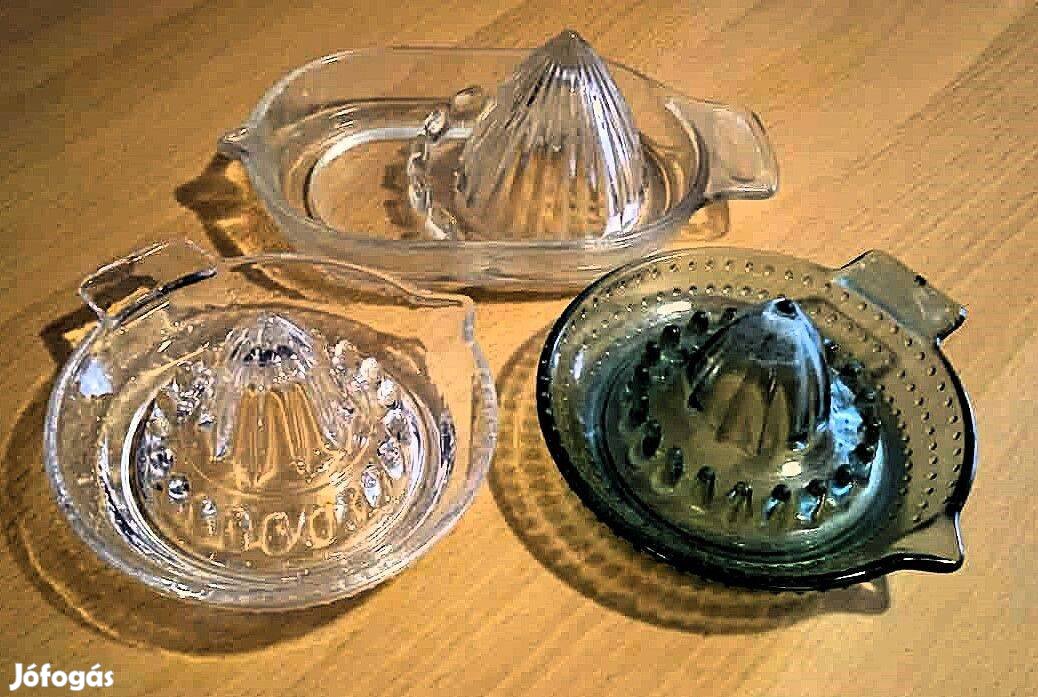 Sok évtizedes múltú, retro, sosem elavuló, üveg citrusfacsar