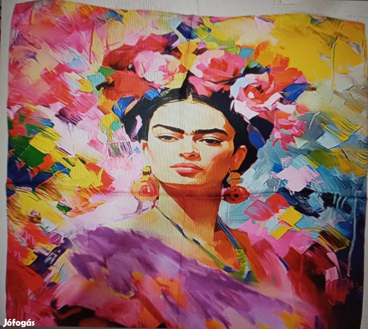 Sokszínű festmenyes selyem kendő sál- Frida Kalho