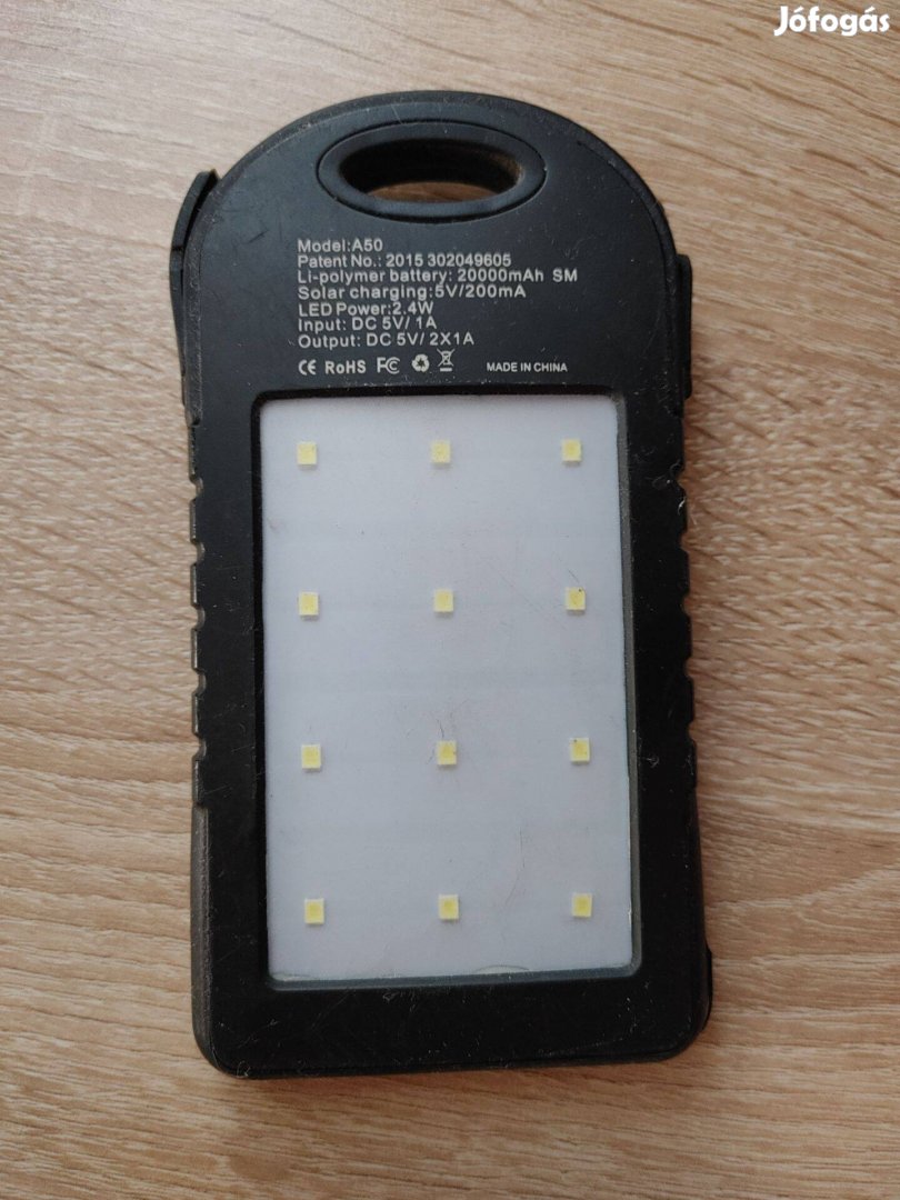 Solar töltésű akkubank és LED lámpa 20.000mAh