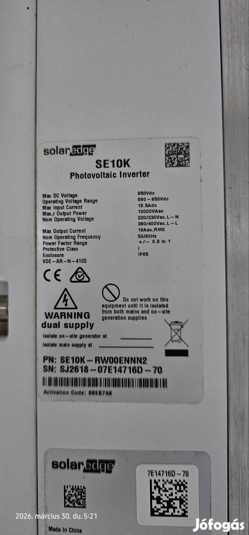 Solaredge SE10K napelem inverter