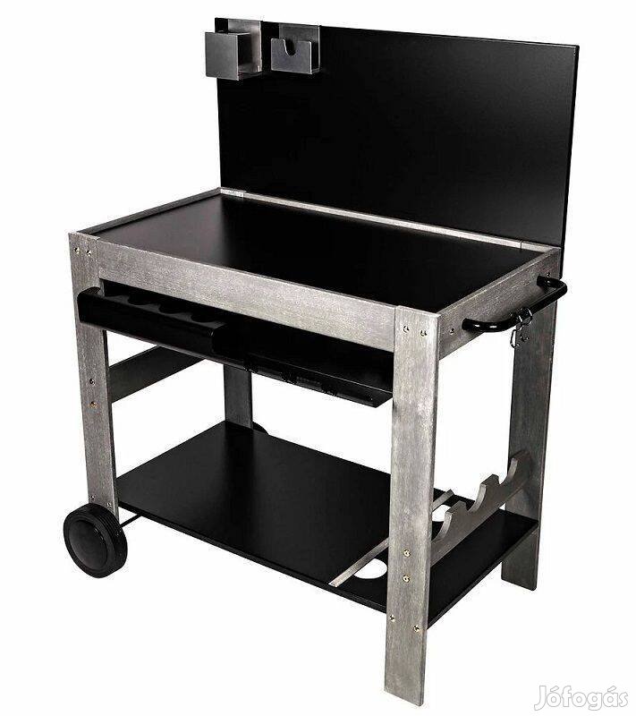 Somagic Halong fa plancha asztal, grill kocsi, 87x47cm, min. sérülés