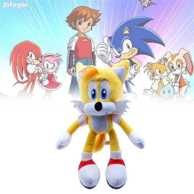 Sonic Sündisznó Tails sárga plüss 28 cm Új Készleten Hedgehog