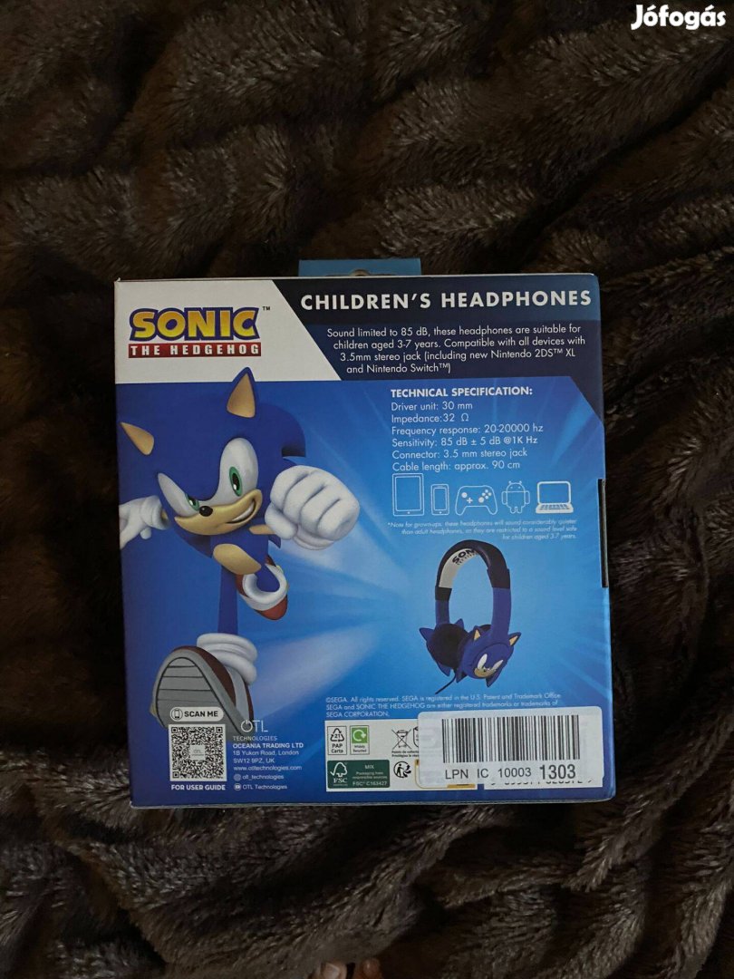Sonic gyerek fejhallgató