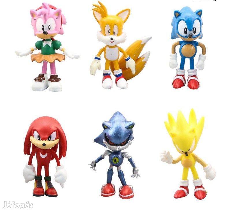 Sonic műanyag figura szett 6 db Tortadísz Új számlával készletről