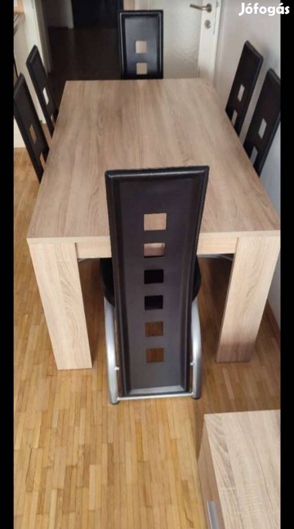 Sonoma színű asztal +6db szék