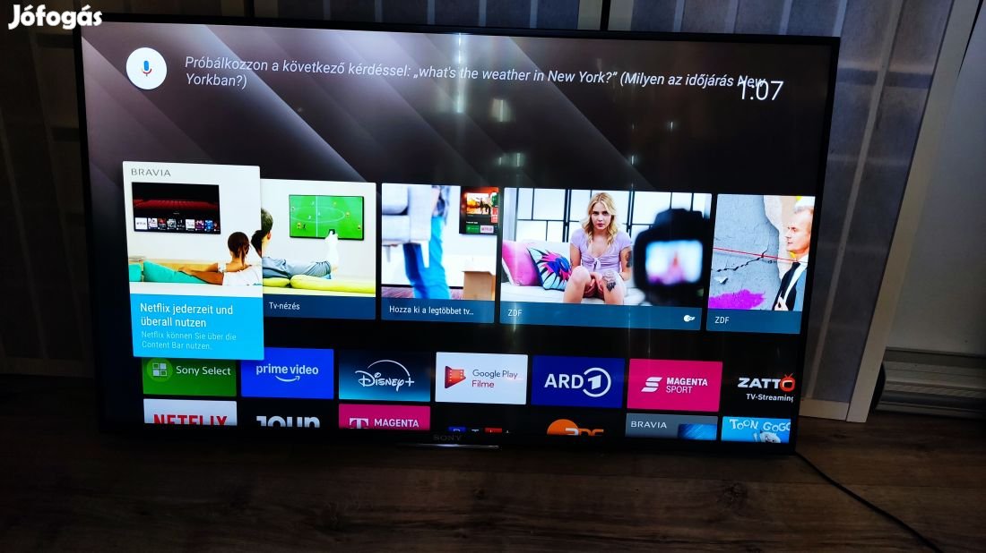 Sony 107 cm led, smart televízió