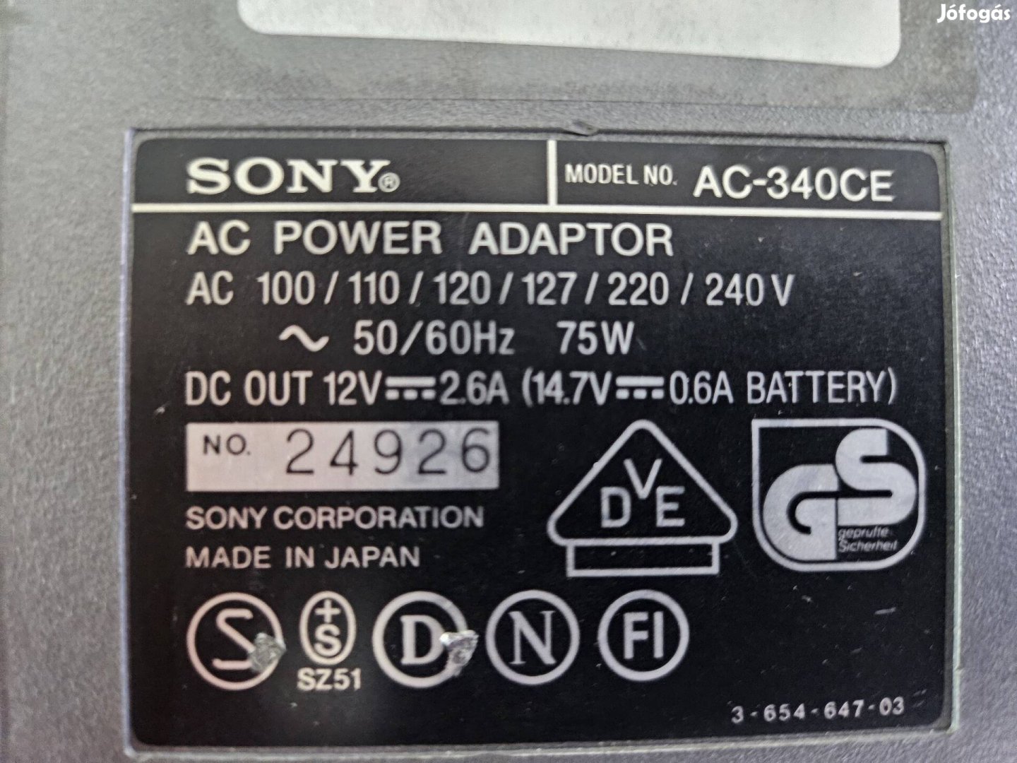 Sony AC340CE Adapter 